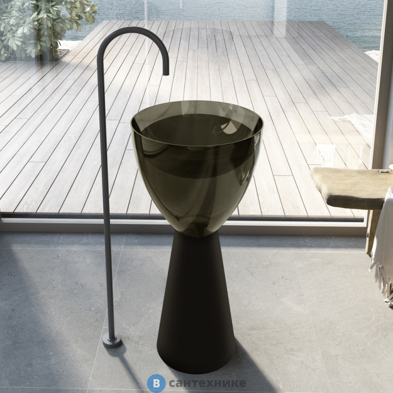 Раковина ABBER Kristall AT2703Black-Vesuvian черный/оливковый отдельностоящая прозрачная