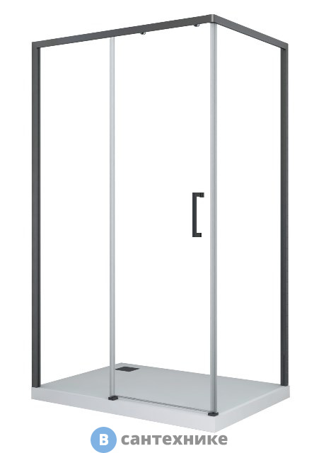 Душевой уголок Cerutti VITO110B-L (80x110x195) стекло прозрачное, чёрный алюм. проф., без поддона