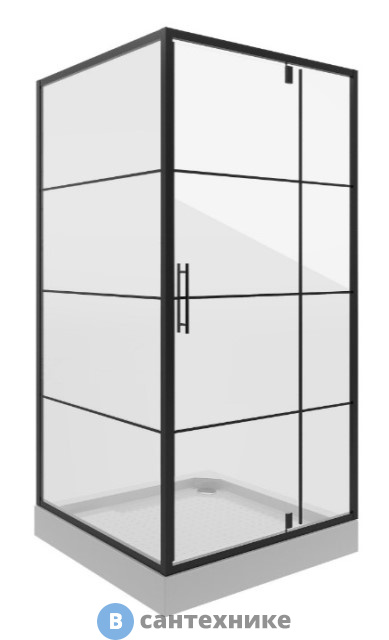 Душевое ограждение Niagara NG-0200-08 black (1000х1000х1900) квадрат, дверь распашная, без поддона