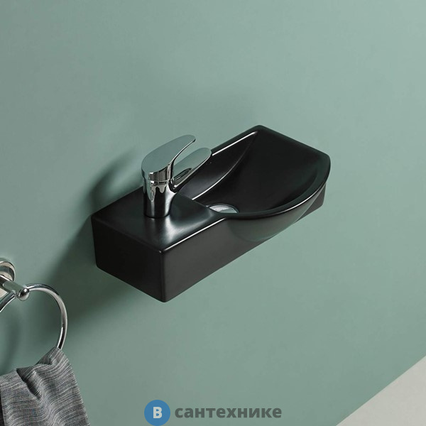 Раковина WELTWASSER AISBACH 7940 MT-BL L подвесная (матовая черная) 400х220х120 мм