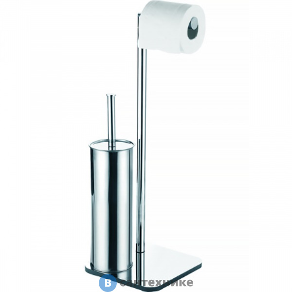 Стойка AZARIO ALTRE напольная с бумагодержателем и ёршиком, хром (AZ-421)