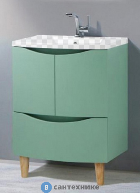 Тумба под раковину BelBagno BB800SHVC/MO напольная с двумя распашными дверцами и одним выдвижным ящиком, с доводчиками Menta Opaco