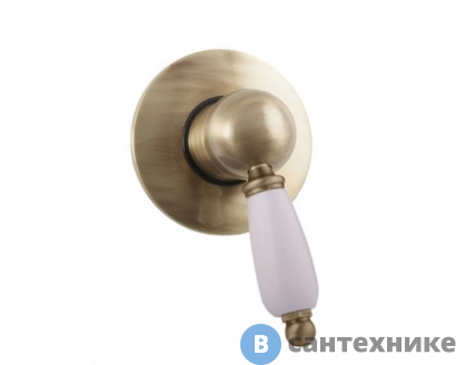 картинка Смеситель Cezares ELITE-DIM-02-Bi встраиваемый, однорычажный для душа, бронза, ручка белые