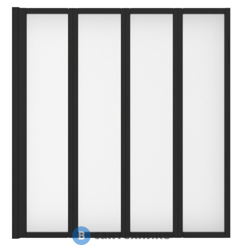 Шторка на ванну Cerutti BOUNA-B 130x140 4-х секц, чёрный, прозрачное стекло с рис.