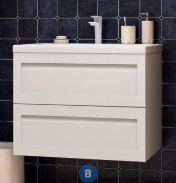 картинка Тумба под раковину Art & MAX PLATINO AM-Platino-750-2C-SO-BM подвесная с двумя выкатными ящиками, белый матовый