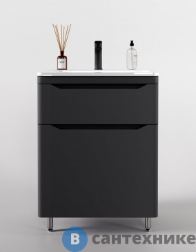 картинка Тумба Style line напольная Марелла 60 (2 ящ.) Люкс антискрейтч серый, PLUS (2000949237565)