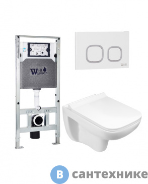 картинка Унитаз с инсталляцией WELTWASSER и кнопкой смыва (AMBERG 506 ST + KEHLBACH 004 GL-WT + AMBERG RD-WT)