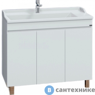 картинка Тумба под раковину СанТа Марс 100 3 дв. напольная (ум. Сириус 100 литой мрамор) (700297)