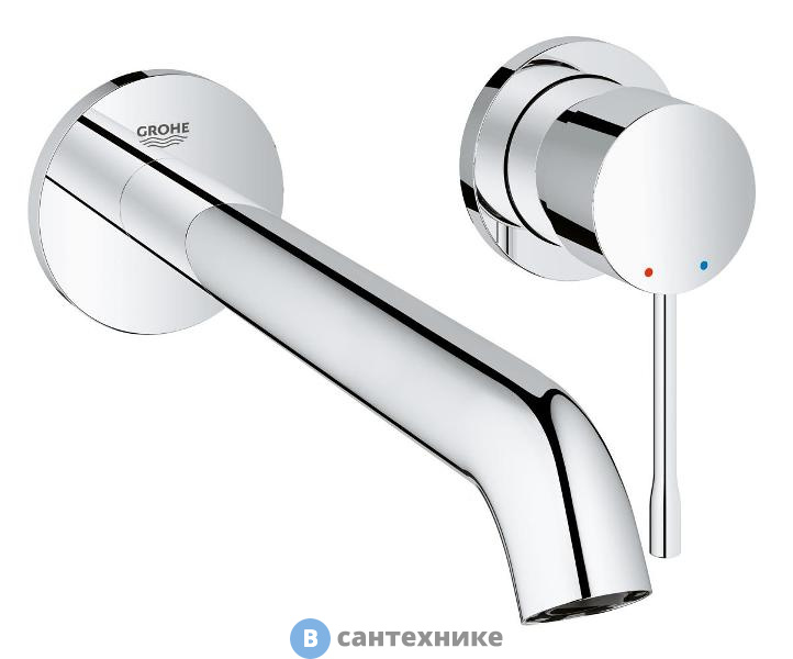 Смеситель Grohe Essence 19967001  для раковины на 2 отверстия, вынос 201 мм, настенный монтаж