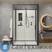 Душевая кабина Niagara Standart ST100/80/15Q/BL/BK (100х80х200) прямоугольник, поддон 15 см, распашная, проф. черный, без крыши