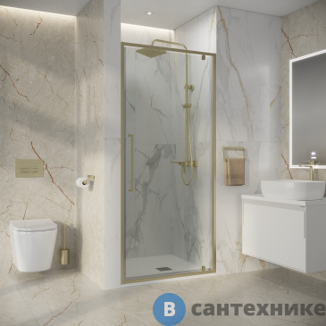 картинка Дверь в нишу Niagara Nova NG-45-8ASG (80х195) распашная, золото сатин, стекло прозрачное