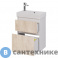 картинка Тумба под раковину Dreja SLIM 55 см, подвесная/напольная, 2 ящика, белый глянец / дуб кантри (99.0500)