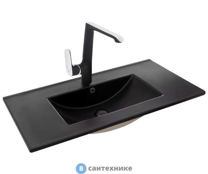 Раковина WELTWASSER DEILBACH 7506-100 MT- BL врезная (матовая чёрная) /1010х470х180/