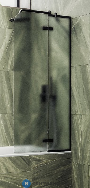 Шторка для ванны поворотная с добором MaybahGlass 1400*990 Стекло 6 мм Сатин (MGV-920-6)