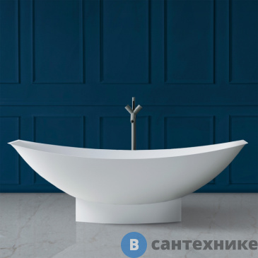 картинка Ванна ABBER Stein AS9610 180*80 из искусственного камня, белая матовая