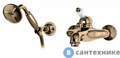 картинка Смеситель Cezares VINTAGE-VDM-02-Sw для ванны и душа однорыч. в комплекте с ручным душем, бронза
