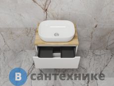 Тумба под раковину Style line подвесная Бали 60 2 ящика со столешницей белый СОФТ (4650134473506)