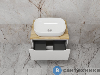 картинка Тумба под раковину Style line подвесная Бали 60 2 ящика со столешницей белый СОФТ (4650134473506)