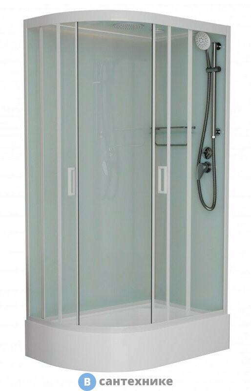 Душевая кабина Frank F412/1R М White правосторонняя средний поддон матовое стекло