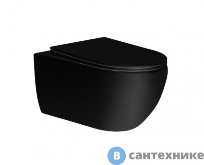 картинка Унитаз подвесной Vincea Evo VT1-34MB безободковый, матовый чёрный, ультратонкое soft-close сиденье
