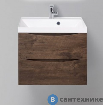 картинка Тумба с раковиной BelBagno MARINO подвесная с двумя выкатными ящиками, Rovere Moro, 600x450x500, (MARINO-600-2C-SO-RW-P)