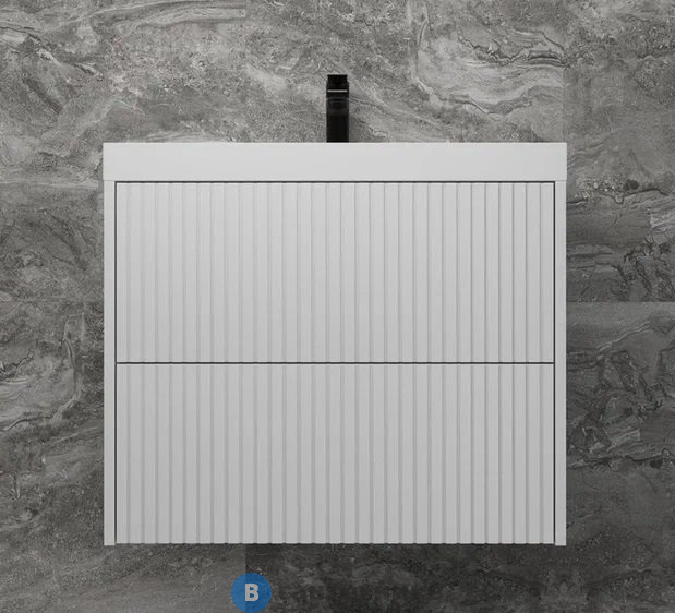 Тумба под раковину Style line подвесная Стокгольм 70, Classic 70, (2 ящ.) белый рифленый софт, PUSH (4650134473261)