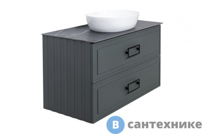картинка Тумба под раковину La Fenice Cubo Twin Grigio 90 см серая матовая (FNC-01-CUB-G-90-2)