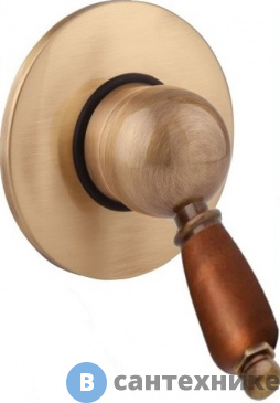 картинка Смеситель Cezares ELITE-DIM-02-Nc встраиваемый однорычажный для душа, бронза, ручка орех