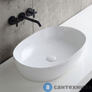 картинка Раковина AZZURRA ELEGANCE CIRCLE накладная 60х40х14 см без отв. под смеситель, без перелива. белый (ELLA060400C0BI/(ECI60 bi*0))