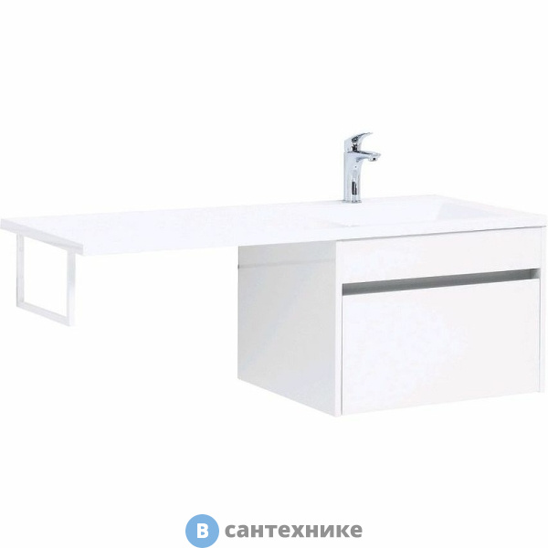 Тумба с раковиной Aquanet Токио 120 R белый (подвесная, 1 ящик) (239213)