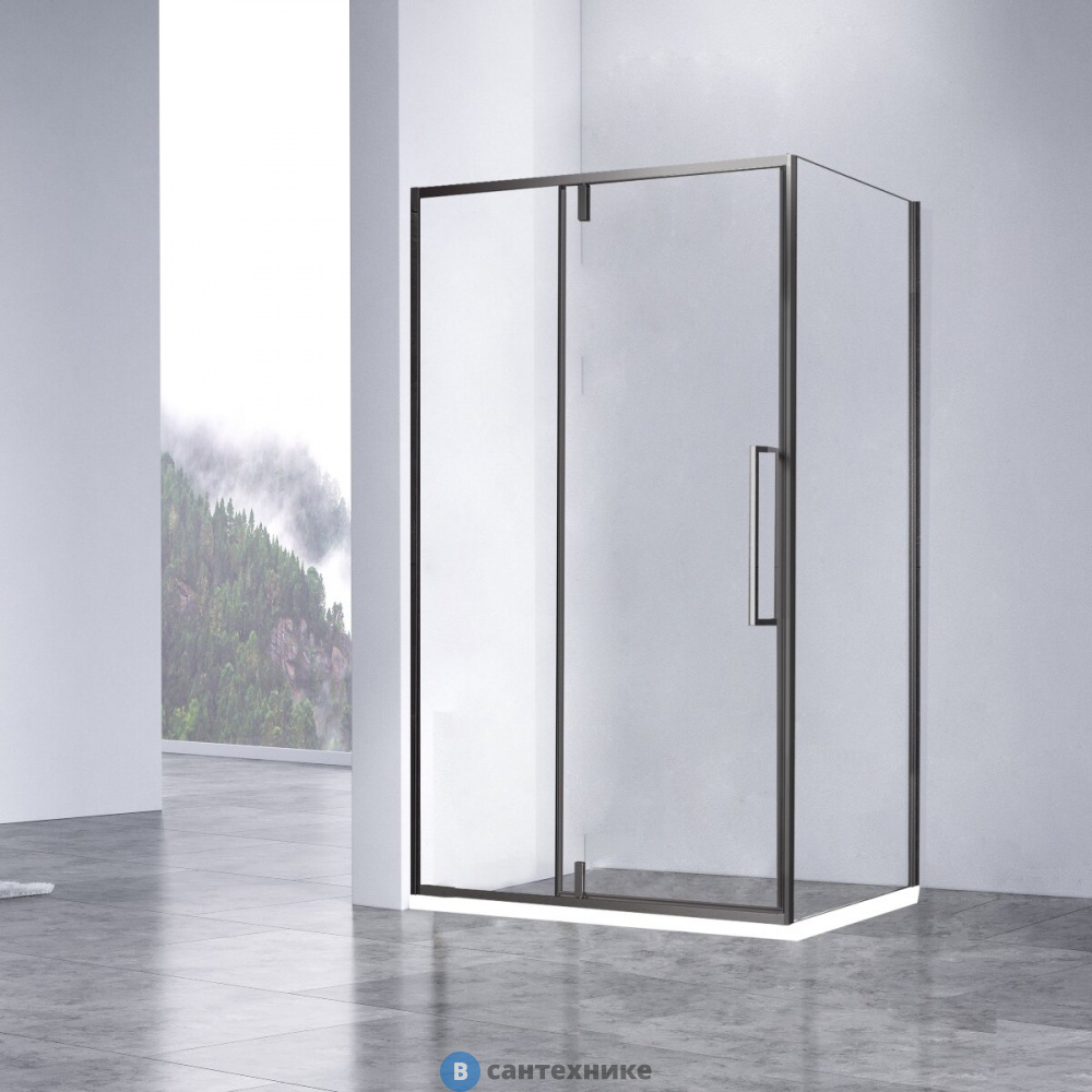 Душевой уголок Vincea Slim-N VSR-4SNP1010CLGM, 1000*1000, вороненая сталь, стекло прозрачное