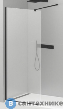 картинка Душевая перегородка Cezares LIBERTA-L-1-85-C-NERO с односторонним входом, стекло прозрачное, профиль чёрный, 850x1950 мм