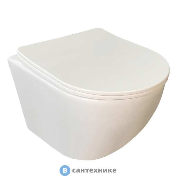 Унитаз подвесной Comforty 103, безободковый, сиденье дюропласт softclose тонкое, быстросъёмное (00-00003086)