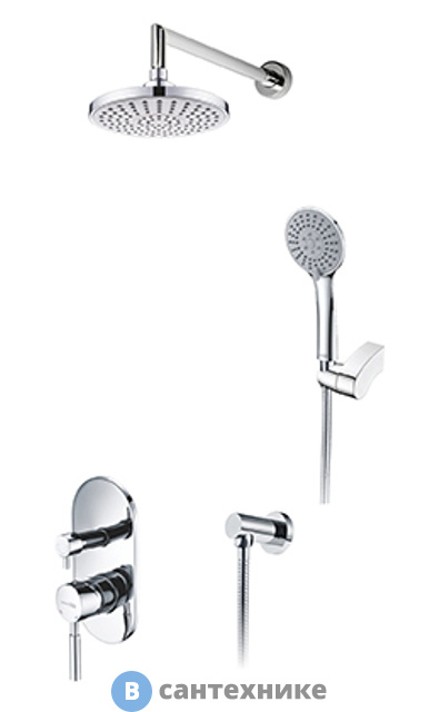 Встраиваемый комплект WasserKRAFT A14129 для душа с верхней душевой насадкой и лейкой