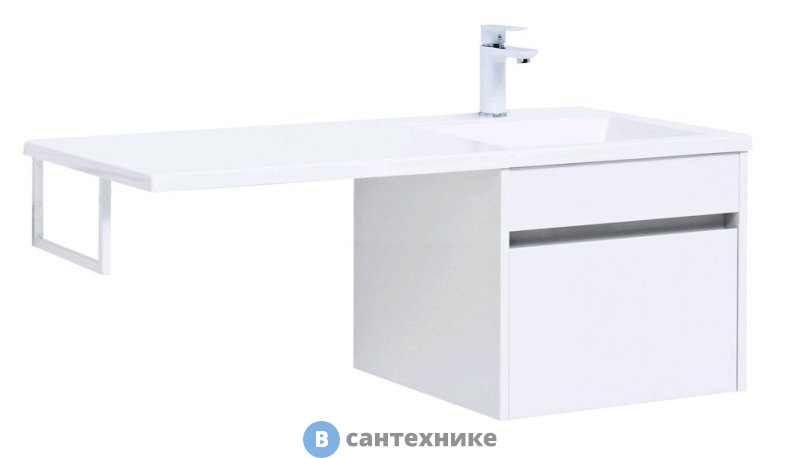 Тумба под раковину Aquanet Токио 48 подвесная 1 ящик белый глянец (236915)