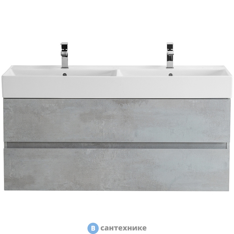 Тумба под раковину Cezares MOLVENO 46 подвесная, под раковину с двумя чашами, с двумя выкатными ящиками, Beton, 1200x460x500, MOLVENO 46-120-2C-SO-2-BET