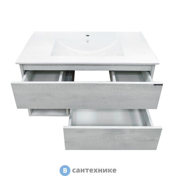 Тумба Comforty Турин-90 дуб белый с раковиной COMFORTY 90E