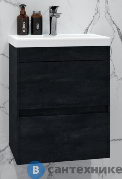картинка Тумба под раковина Art & MAX FAMILY-M Family-M-400-2C-SO-HC подвесная с двумя выкатными ящиками, Hard Coal, 400x350x550