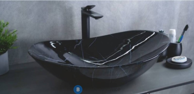 Раковина накладная GID-ceramic Bs9811 под камень глянцевый (610х370х150)