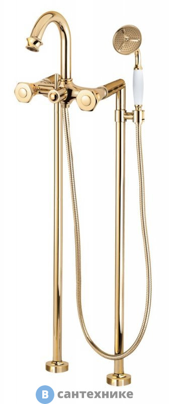 Смеситель Cezares APHRODITE-VDP-03/24-S1 напольный для ванны с ручным душем, золото, ручки золото