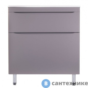 картинка Тумба под раковину Style line Бергамо мини 80 (2 ящ.) Люкс антискрейтч серый, напольная PLUS (2000565423007)