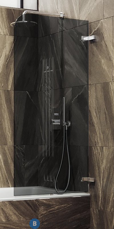 Шторка для ванны поворотная на петлях MaybahGlass 1400*405 Стекло 6 мм Графит (MGV-650-4)