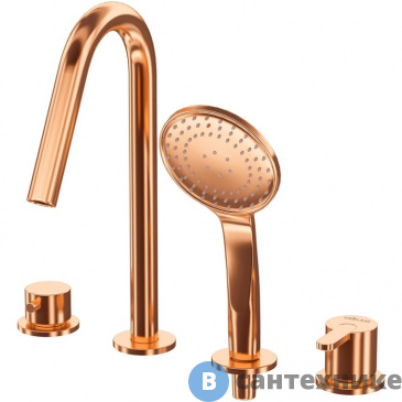 картинка Смеситель Cezares LEAF-BVDM4-SS на борт ванны с выдвижным душем и переключателем, sunset