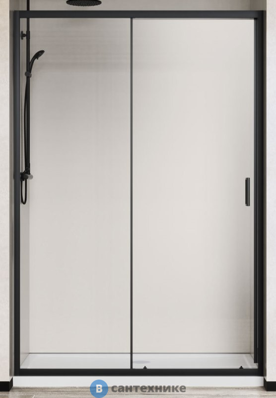 Душевая дверь Vincea City VDS-5CT130CLB, 1300, черный, стекло прозрачное