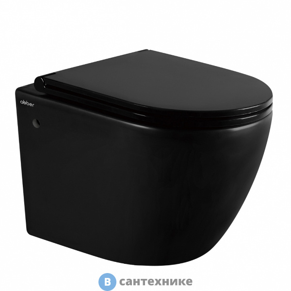 Унитаз подвесной ABBER Bequem AC1103MB чёрный матовый, безободковый, сиденье микролифт
