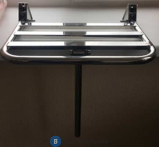 Сиденье Aquanika АКВ-70 для душа откидное для МГН с упором в пол /50х50х45/ (хром)