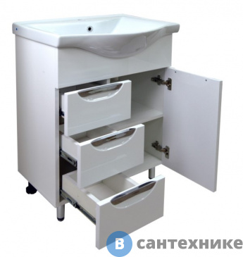 картинка Тумба Loranto Стиль- 60/3 (600*840*460) с раковиной Basic 60 (7060) (CS00070537)