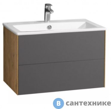 картинка Тумба под раковину Акватон Сохо 75 Дуб Веллингтон/Графит софт (1A258101AJA00)