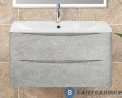 картинка Тумба под раковину BelBagno 100 см ACQUA-1000-2C-SO-CVG подвесная с двумя выкатными ящиками, Cemento Verona Grigio