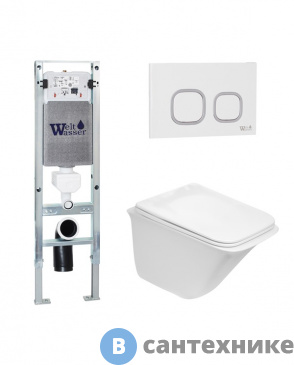 картинка Унитаз с инсталляцией WELTWASSER и кнопкой смыва (AMBERG 350 ST + ROTBACH 004 GL-WT + AMBERG RD-WT)